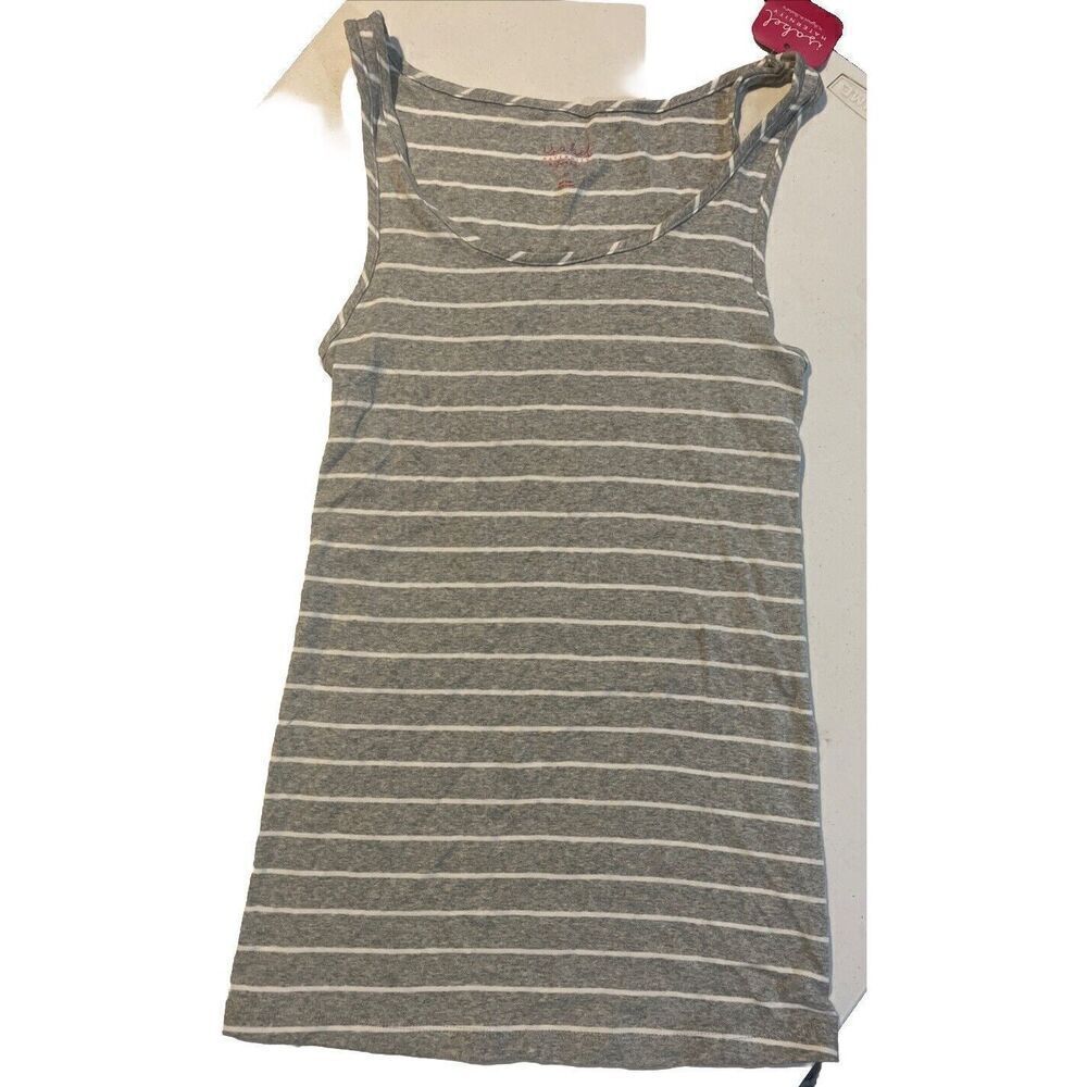 Isabel Maternity Size M Gray and White Stripe Tank Top